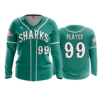3874 WOMENS V NECK LONGSLEEVE SHARKS-TEAL-ADDONS