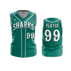 3874 WOMENS V NECK SLEEVELESS SHARKS-TEAL-ADDONS