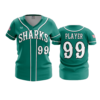 3874 WOMENS V NECK SHARKS-TEAL-ADDONS