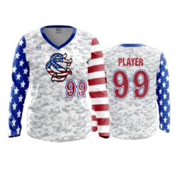 3874 WOMENS V NECK LONGSLEEVE SHARKS-USA-ADDS