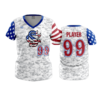 3874 WOMENS V NECK SHARKS-USA-ADDS