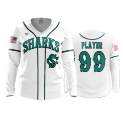 3874 WOMENS V NECK LONGSLEEVE SHARKS-WHITE-ADDS