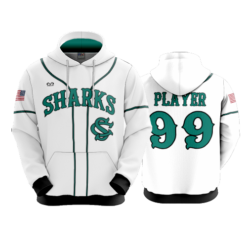 3874 UNISEX FLEECE HOODY SHARKS-WHITE-ADDS