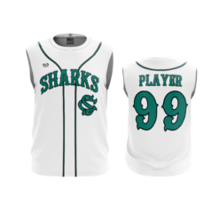 3874 MENS SPORT CREW NECK SLEEVELESS SHARKS-WHITE-ADDS