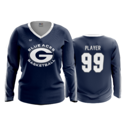 4017 WOMENS V NECK LONGSLEEVE GRANVILLE-BLUE-ACES