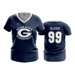 4017 WOMENS V NECK GRANVILLE-BLUE-ACES