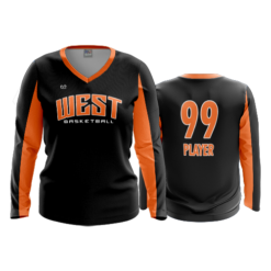 4018 WOMENS V NECK LONGSLEEVE WEST-BBALL