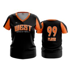 4018 WOMENS V NECK WEST-BBALL