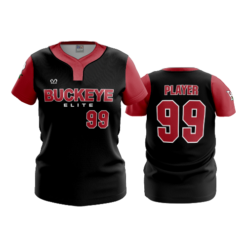 4024 WOMENS NO BUTTON SCOOP NECK BASEBALL-BUCKEYE-ELITE-SOLID-1