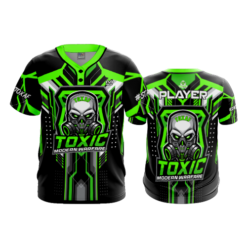4043 MENS 2 BUTTON SCOOP NECK TOXIC-GAMING-1-FLO INK + $5