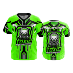 4043 MENS 2 BUTTON SCOOP NECK TOXIC-GAMING-2-FLO INK + $5