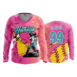 4784 WOMENS V NECK LONGSLEEVE HOME-PLATE-HONEYS-1