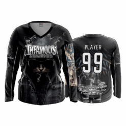 1727 WOMENS V NECK LONGSLEEVE KG-SOFTBALL-INFAMOUS-1