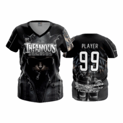 1727 WOMENS V NECK KG-SOFTBALL-INFAMOUS-1