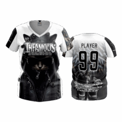 1727 WOMENS V NECK KG-SOFTBALL-INFAMOUS-2
