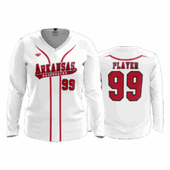 4911 WOMENS V NECK LONGSLEEVE RAZORBACKS-2