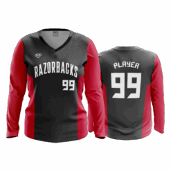 4911 WOMENS V NECK LONGSLEEVE RAZORBACKS-1
