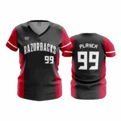 4911 WOMENS V NECK RAZORBACKS-1