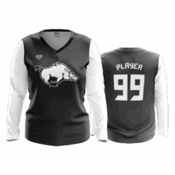 4911 WOMENS V NECK LONGSLEEVE RAZORBACKS-2