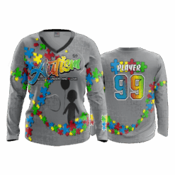 4901 WOMENS V NECK LONGSLEEVE AUTISM-RIBBON-1