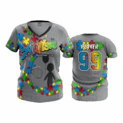 4901 WOMENS V NECK AUTISM-RIBBON-1