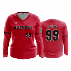 4938 WOMENS V NECK LONGSLEEVE BUCKEYE-ELITE-FIXED-COLLARS