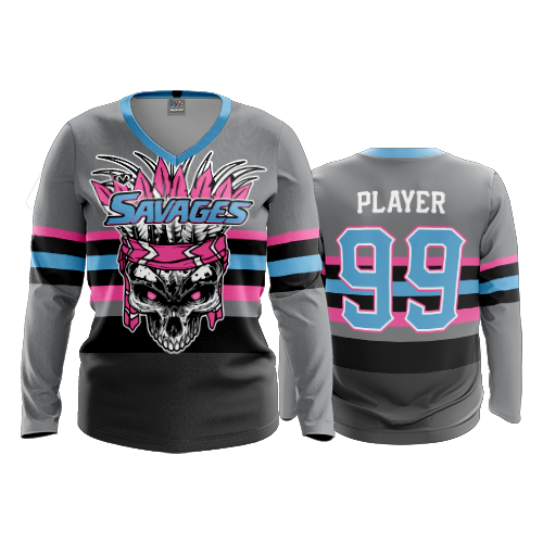 4986 WOMENS V NECK LONGSLEEVE SAVAGES-2