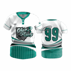 3296 WOMENS 2-BUTTON SCOOP NECK LYCRA MESH OHIO-STING-BATTEN