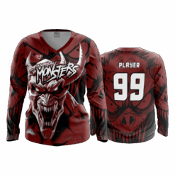 4994 WOMENS V NECK LONGSLEEVE MAROON-MONSTERS-1