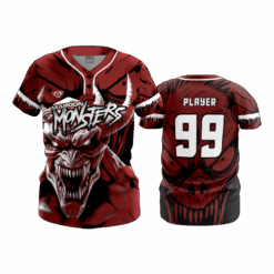 4994 WOMENS 2-BUTTON SCOOP NECK LYCRA MESH MAROON-MONSTERS-1