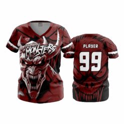 4994 WOMENS V NECK MAROON-MONSTERS-1