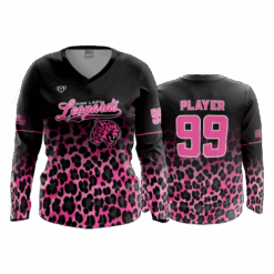 5010 WOMENS V-NECK LONGSLEEVE PINK-LADY-LEOPARDS-1