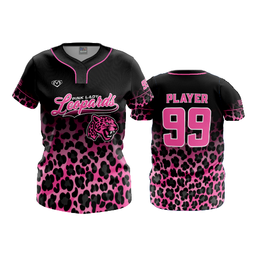 5010 WOMENS NO BUTTON SCOOP NECK PINK-LADY-LEOPARDS-1