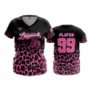 5010 WOMENS V-NECK PINK-LADY-LEOPARDS-1
