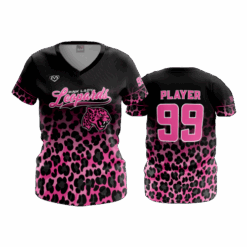 5010 WOMENS V-NECK PINK-LADY-LEOPARDS-1