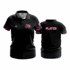 5010 WOMENS 4 WAY POLO PINK-LADY-LEOPARDS-1