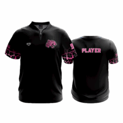 5010 UNISEX 1/4 ZIP MICRO FIBER SHORT SLEEVE PINK-LADY-LEOPARDS-1