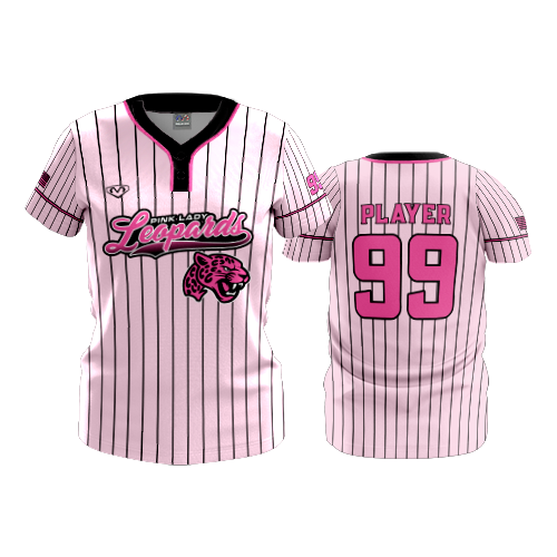 5010 WOMENS 2-BUTTON SCOOP NECK LYCRA MESH PINK-LADY-LEOPARDS-2