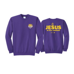 TIGER JESUS PURPLE CREW SWEATSHIRT F/B