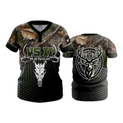 WOMENS 2-BUTTON SCOOP NECK LYCRA MESH VS-RANCH-2