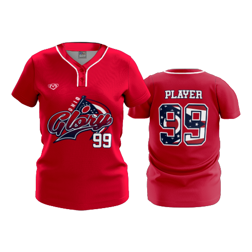 WOMENS 2-BUTTON SCOOP NECK LYCRA MESH OHIO-GLORY-2