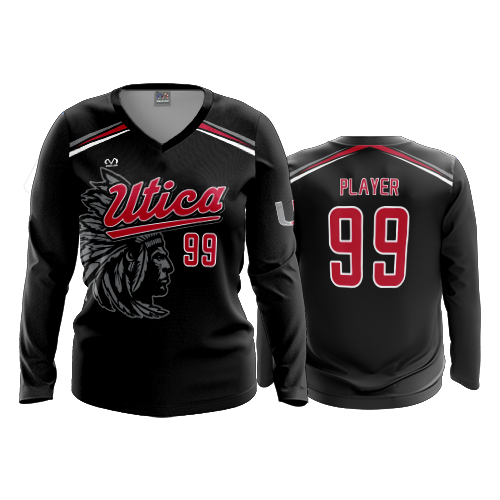 WOMENS V-NECK LONGSLEEVE UTICA-MS-FASTPITCH-1