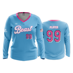 WOMENS V-NECK LONGSLEEVE BEAST-BASEBALL-1