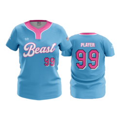WOMENS NO BUTTON SCOOP NECK BEAST-BASEBALL-1