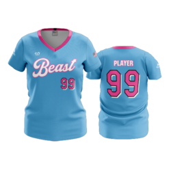 WOMENS V-NECK BEAST-BASEBALL-1