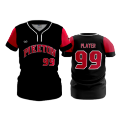 WOMENS 2-BUTTON SCOOP NECK LYCRA MESH PIKETON-BASEBALL-1