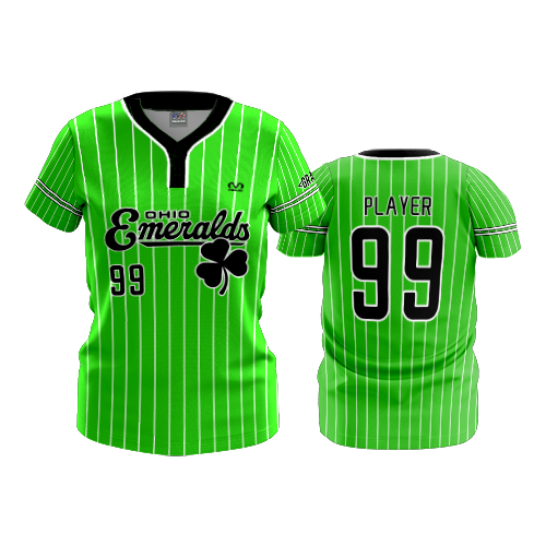 WOMENS 2-BUTTON SCOOP NECK LYCRA MESH OHIO-EMERALDS-1