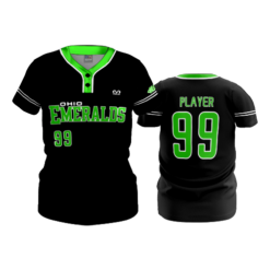 WOMENS 2-BUTTON SCOOP NECK LYCRA MESH OHIO-EMERALDS-2