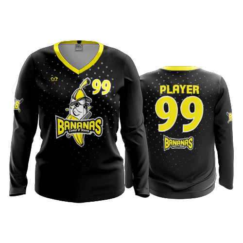 WOMENS V-NECK LONGSLEEVE COEUR-D-ALENE-BANANAS-2