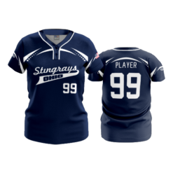 WOMENS 2-BUTTON SCOOP NECK LYCRA MESH OHIO-STINGRAYS-1